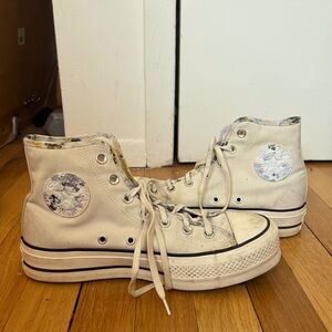 Converse platform all-stars with floral watercolor trim